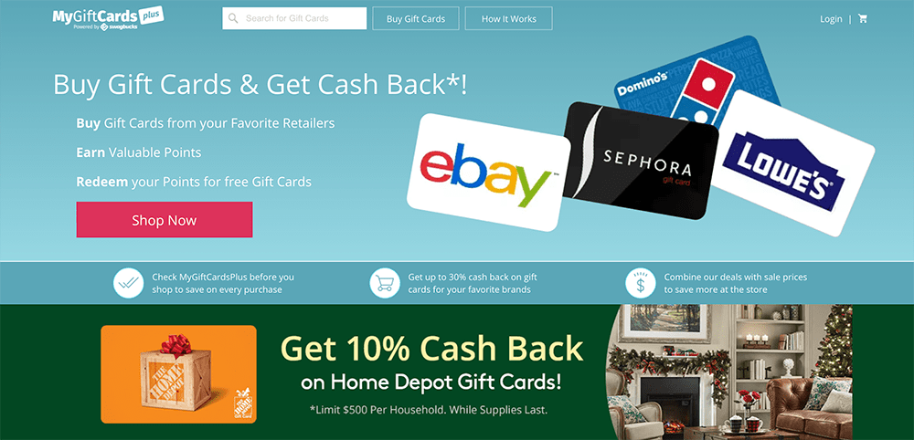 The MyGiftCardsPlus homepage.