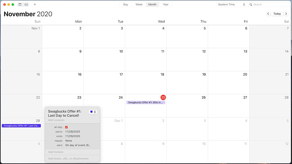 Setting a backup reminder.