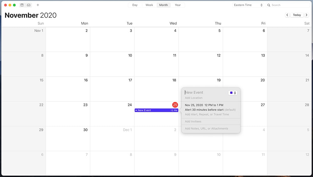 Adding a new event.
