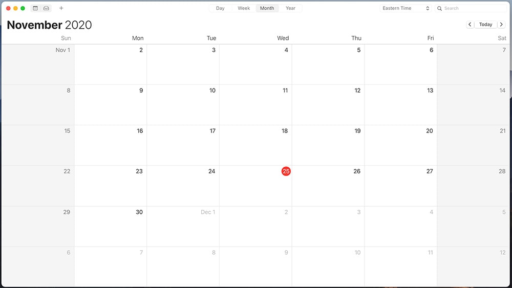 iOS Cal in Month View