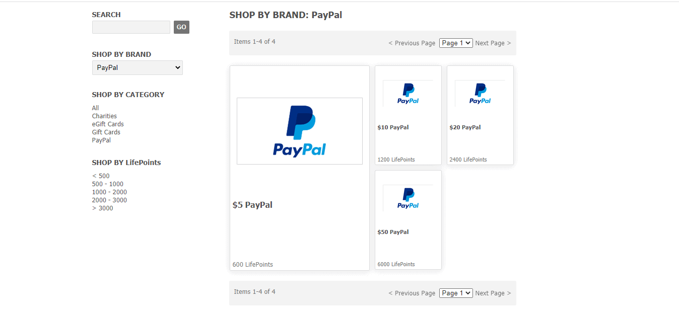LifePoints PayPal redemption.