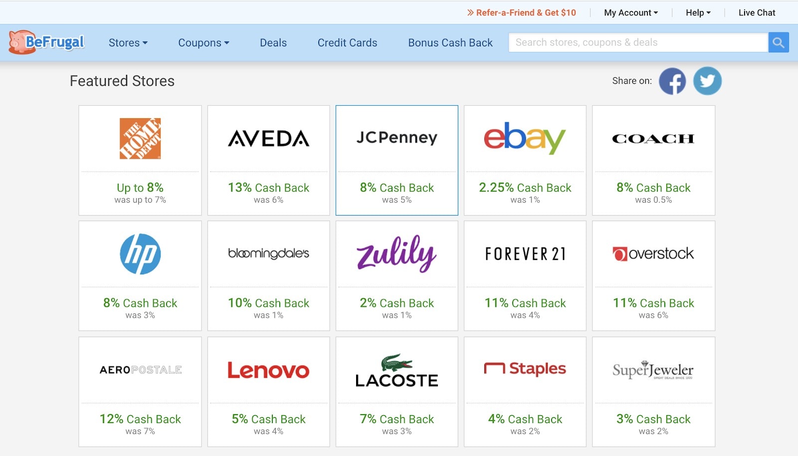 BeFrugal Featured Stores