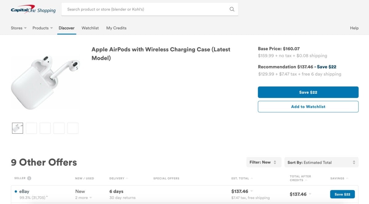 Every product in the Capital One Shopping database has a product page like the one shown above.