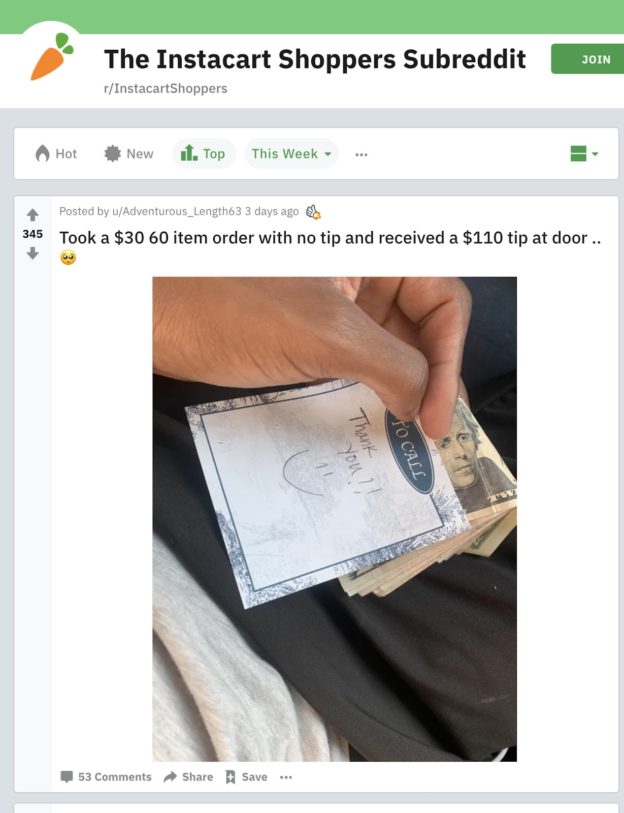 The Instacart subreddit