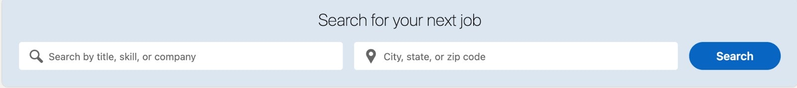 A screenshot of the Linkedin job search tool