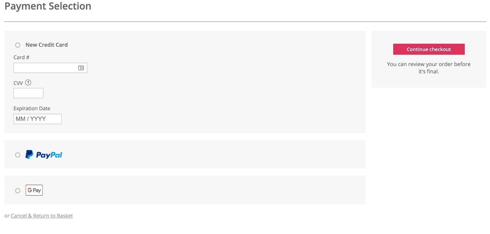 The MyGiftCards Plus checkout page.