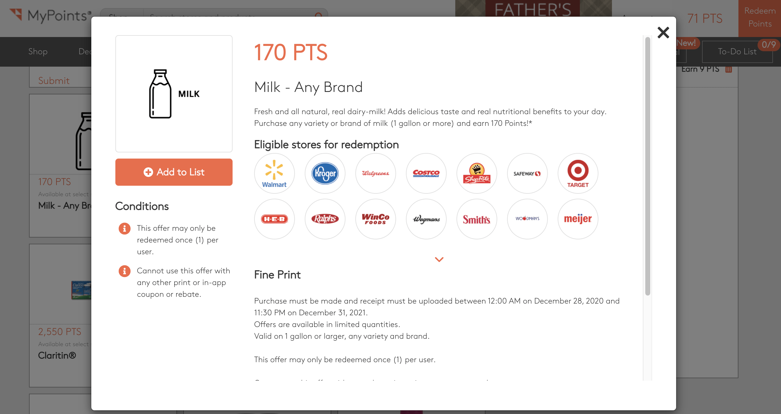 MyPoints Magic Receipt Offer