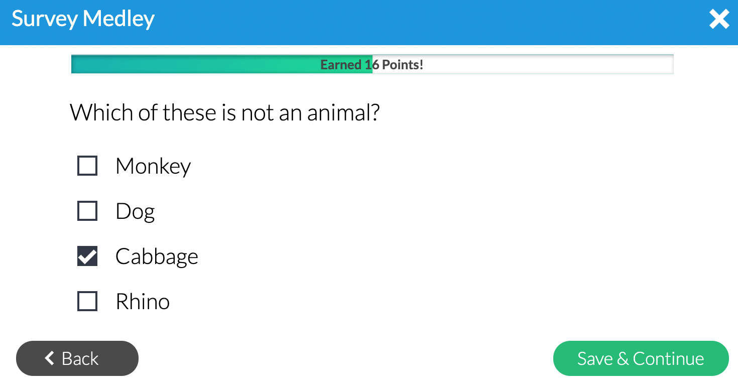 Survey Junkie quality control questions.
