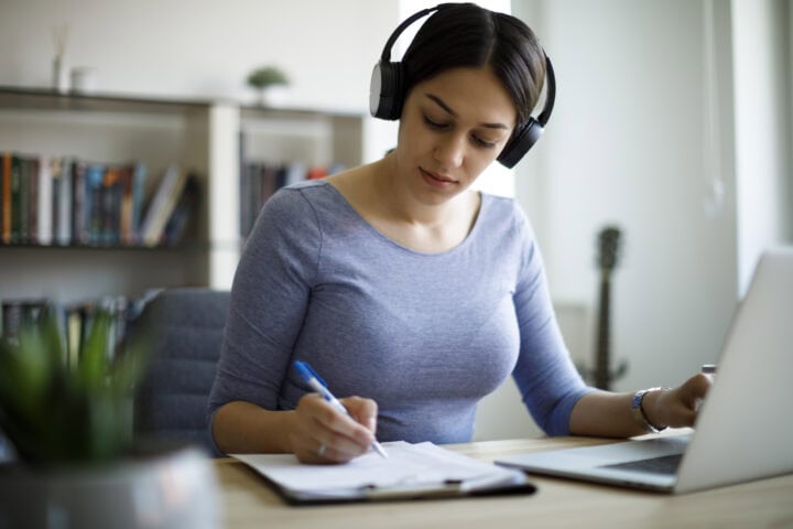 Young woman working from home