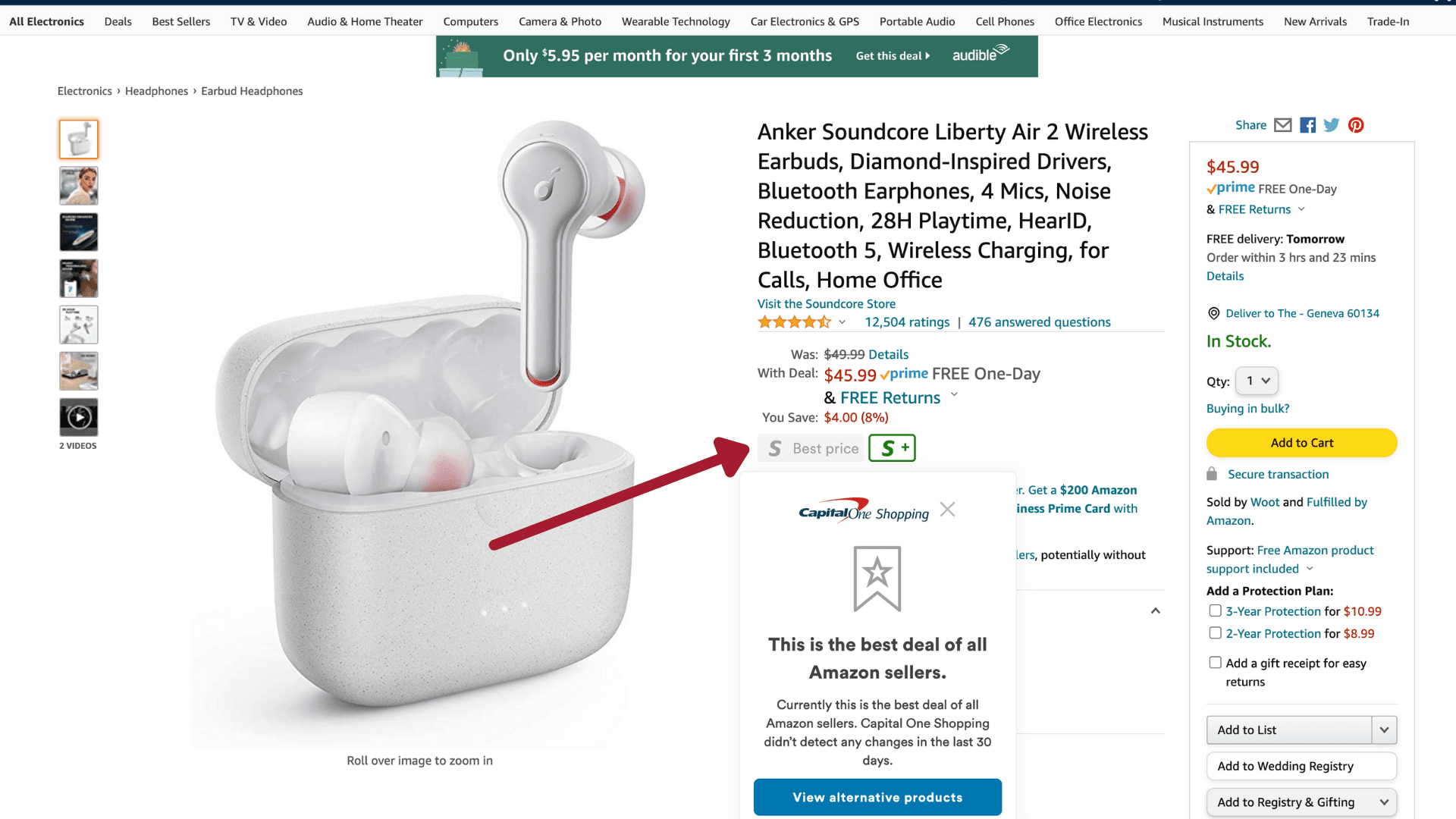 Capital One Shopping No Lower Price was Available..