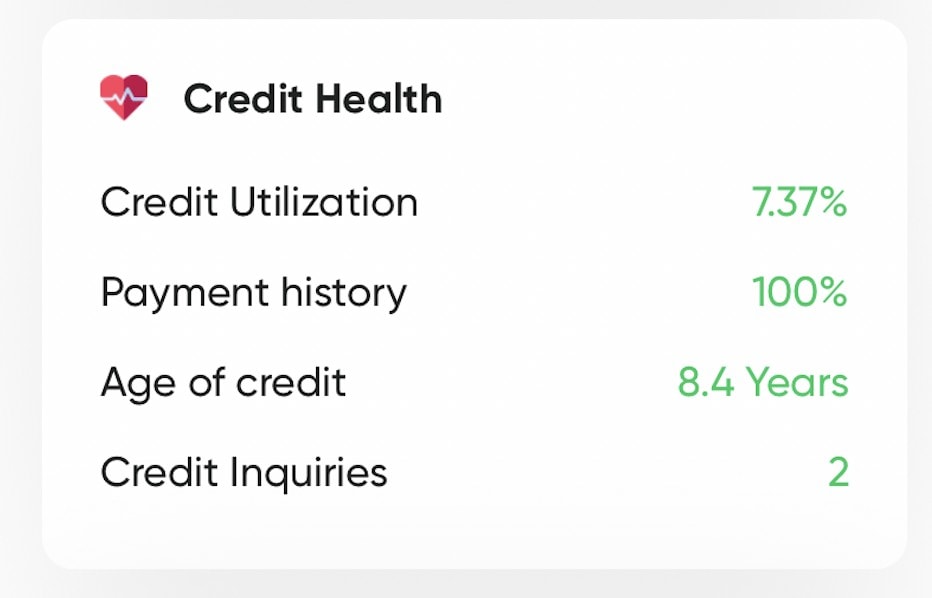 Inside the app, Bright displays your credit utilization rate, payment history, age of credit, and the number of credit inquires on your report.