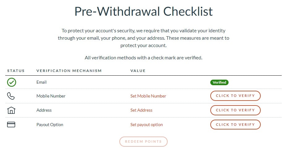 Branded Surveys CashOut Checklist