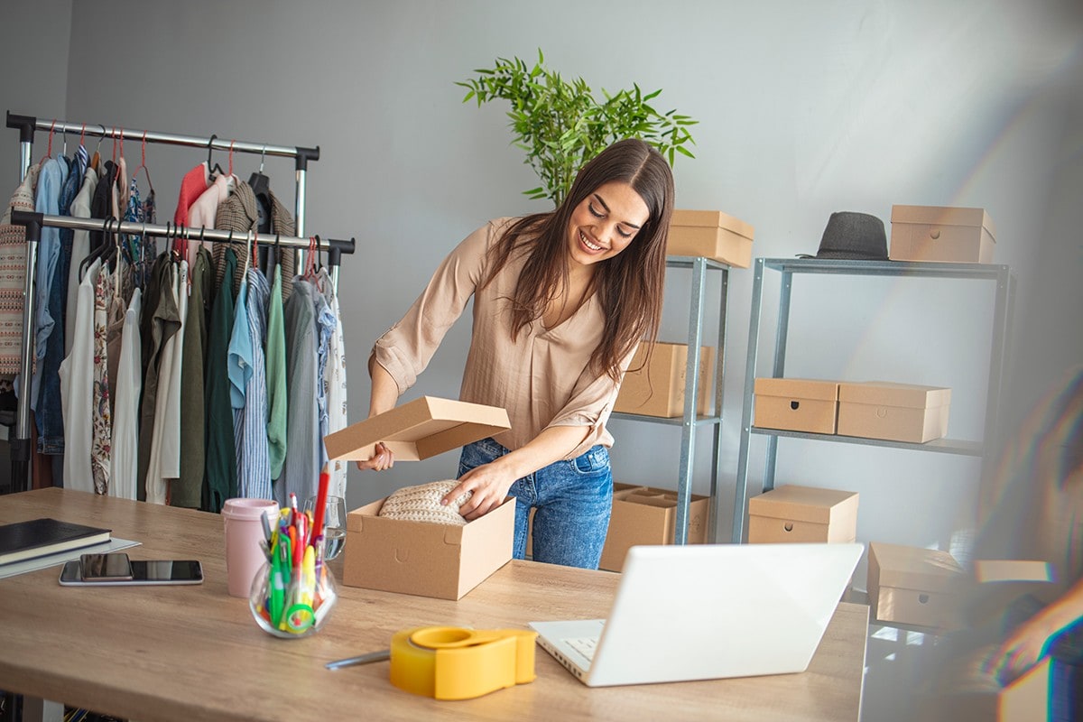 Selling clothes online.