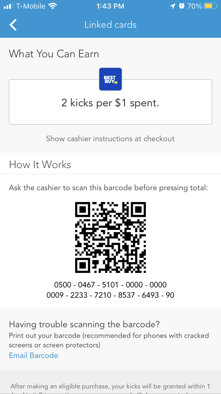 Shopkick linked cards offer.