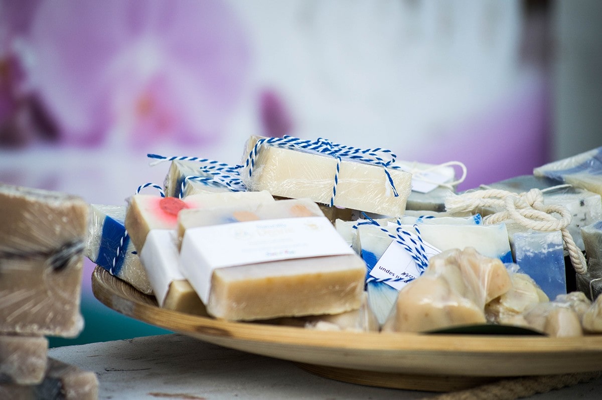 Bars of hand-made soap for sale.