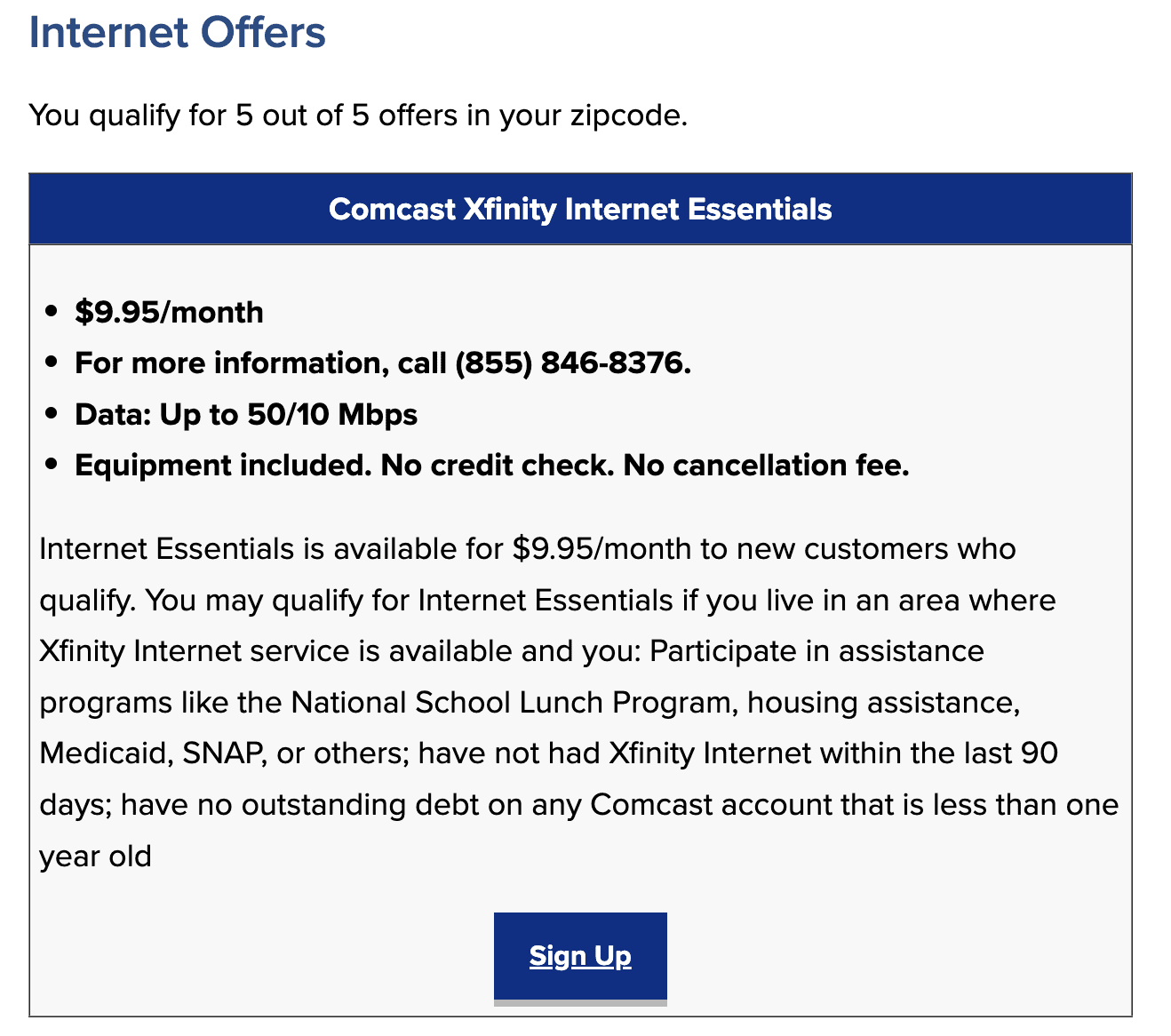 Example of offers from Everyone On.