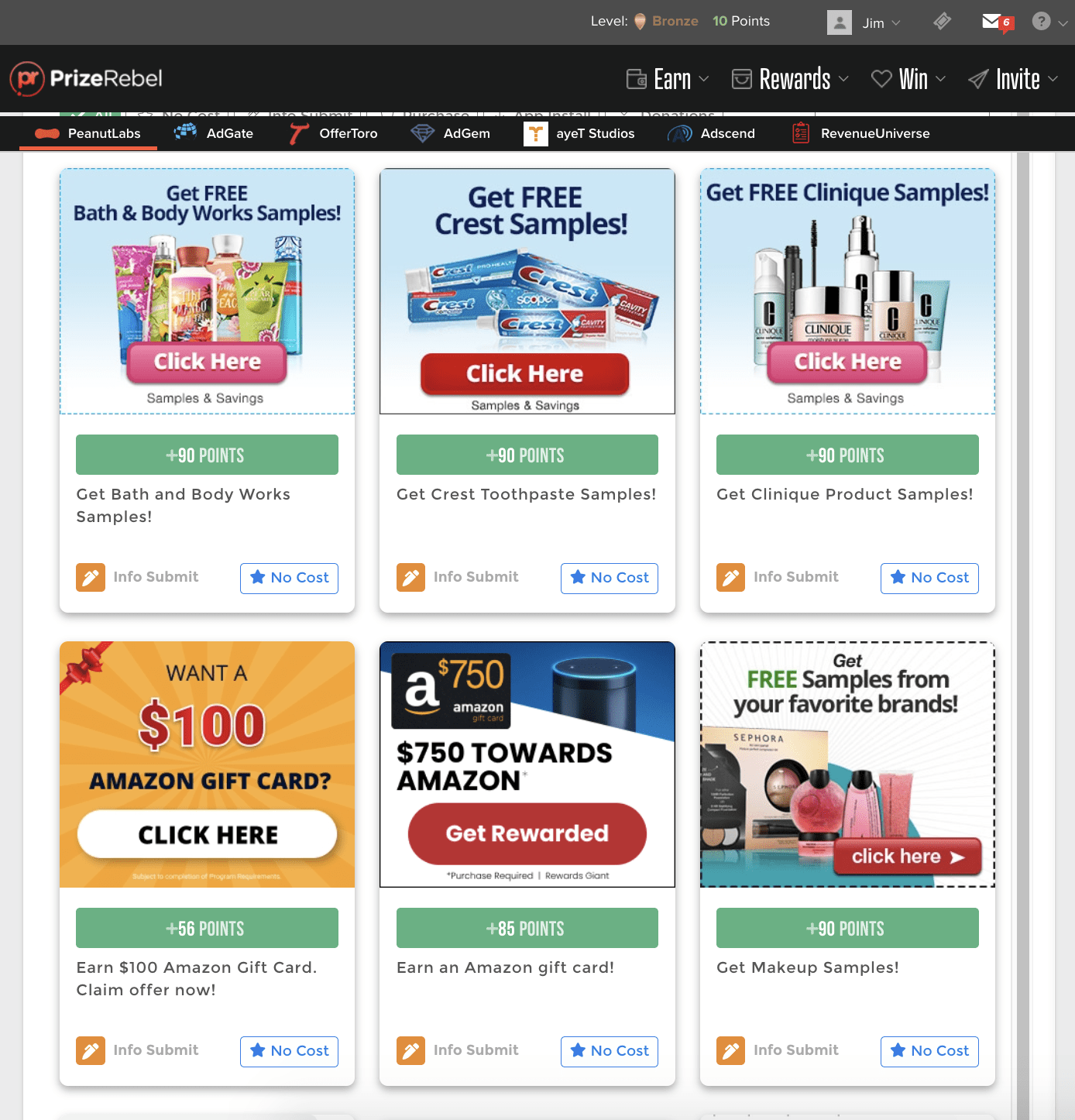 PeanutLabs Offer Wall