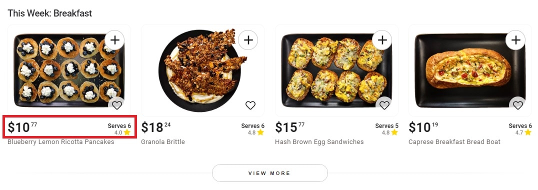 Anycart shows you the total cost to prepare the recipe, plus how many people it will feed.