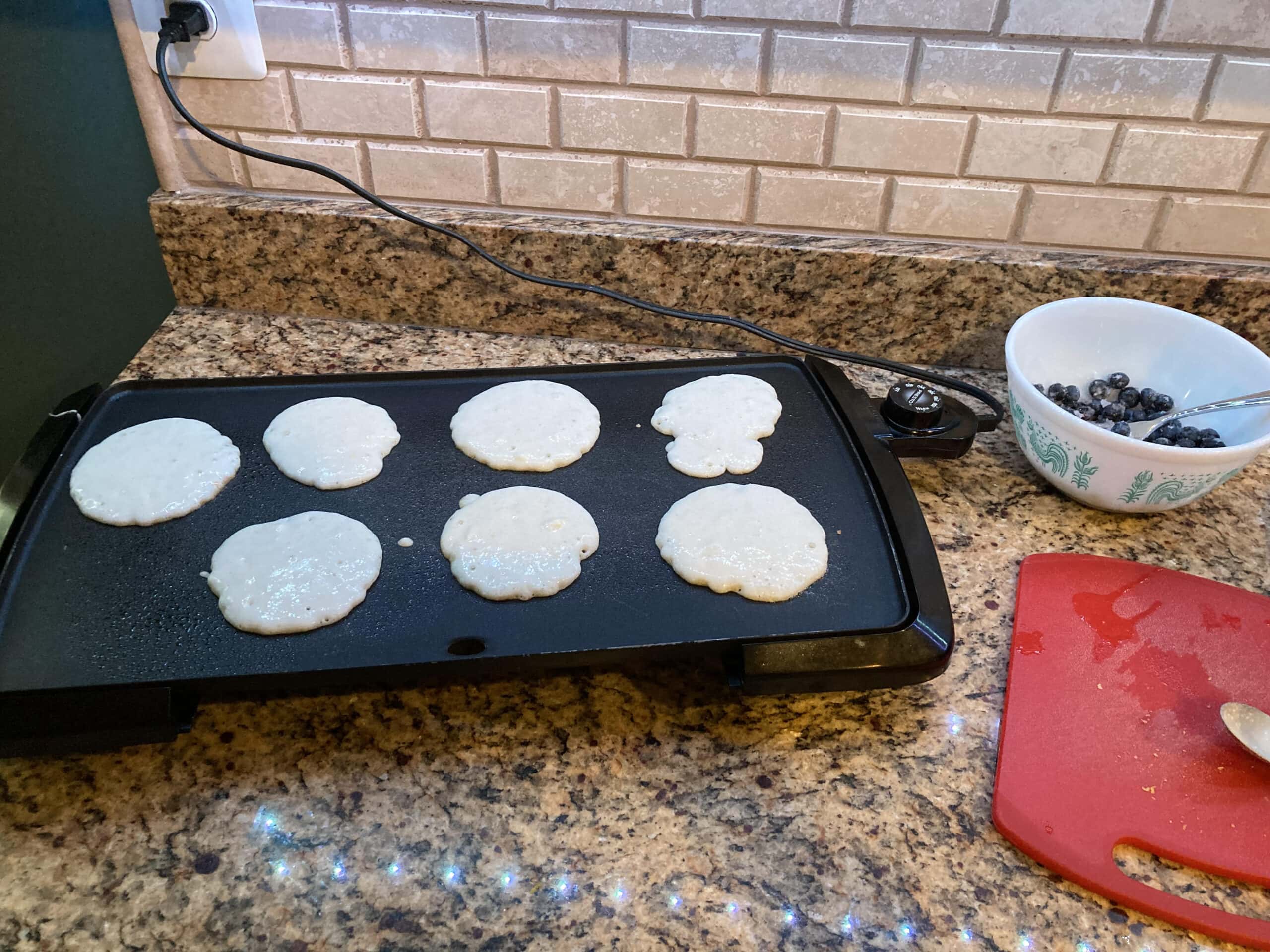 My Anycart pancakes, freshly on the griddle.