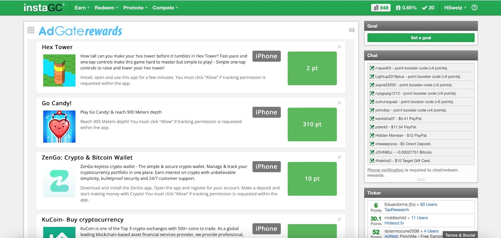 Paid app downloads are offered through AdGate.