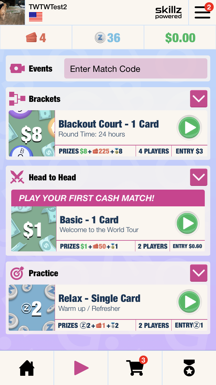 Blackout Bingo game options