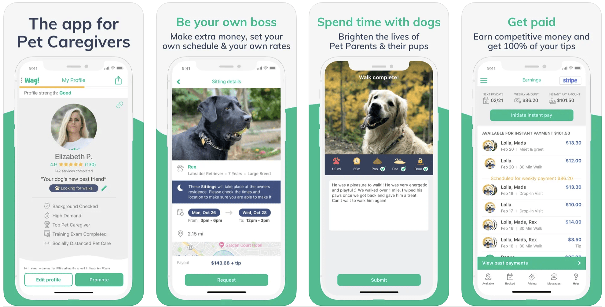 Wag dog walker on the iOS app store.