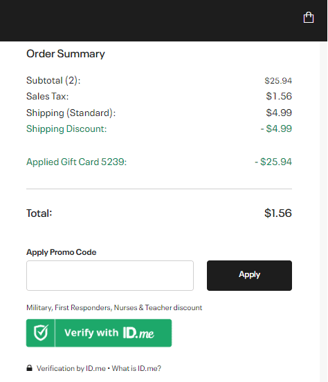 Subtotal with the Fluz gift card applied.