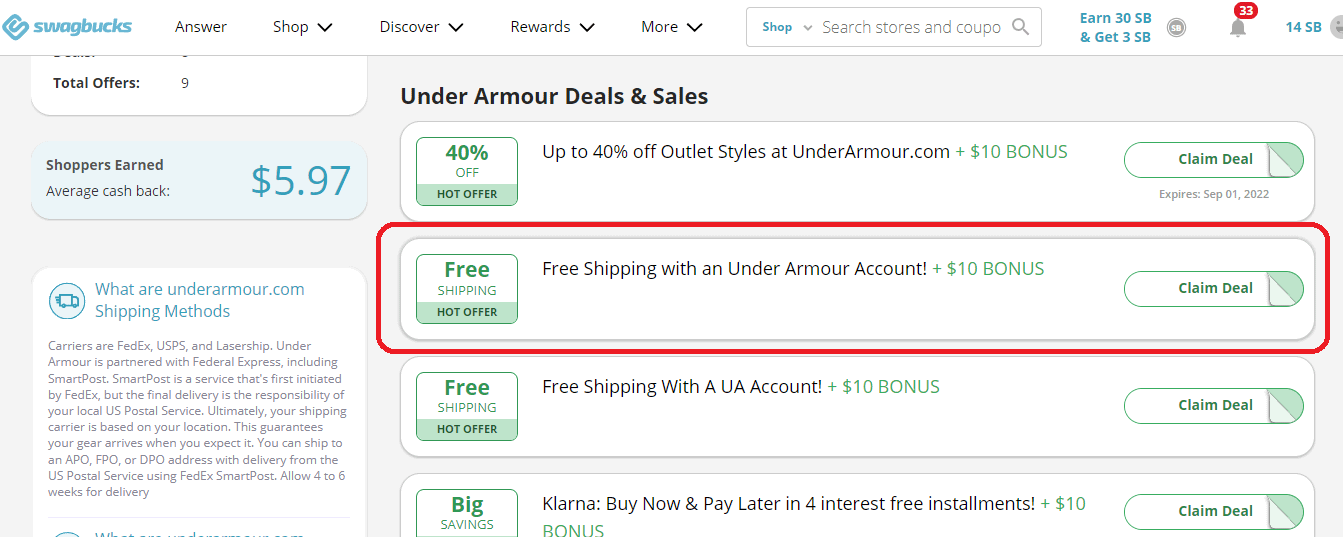 Fluz app shopping step 2
