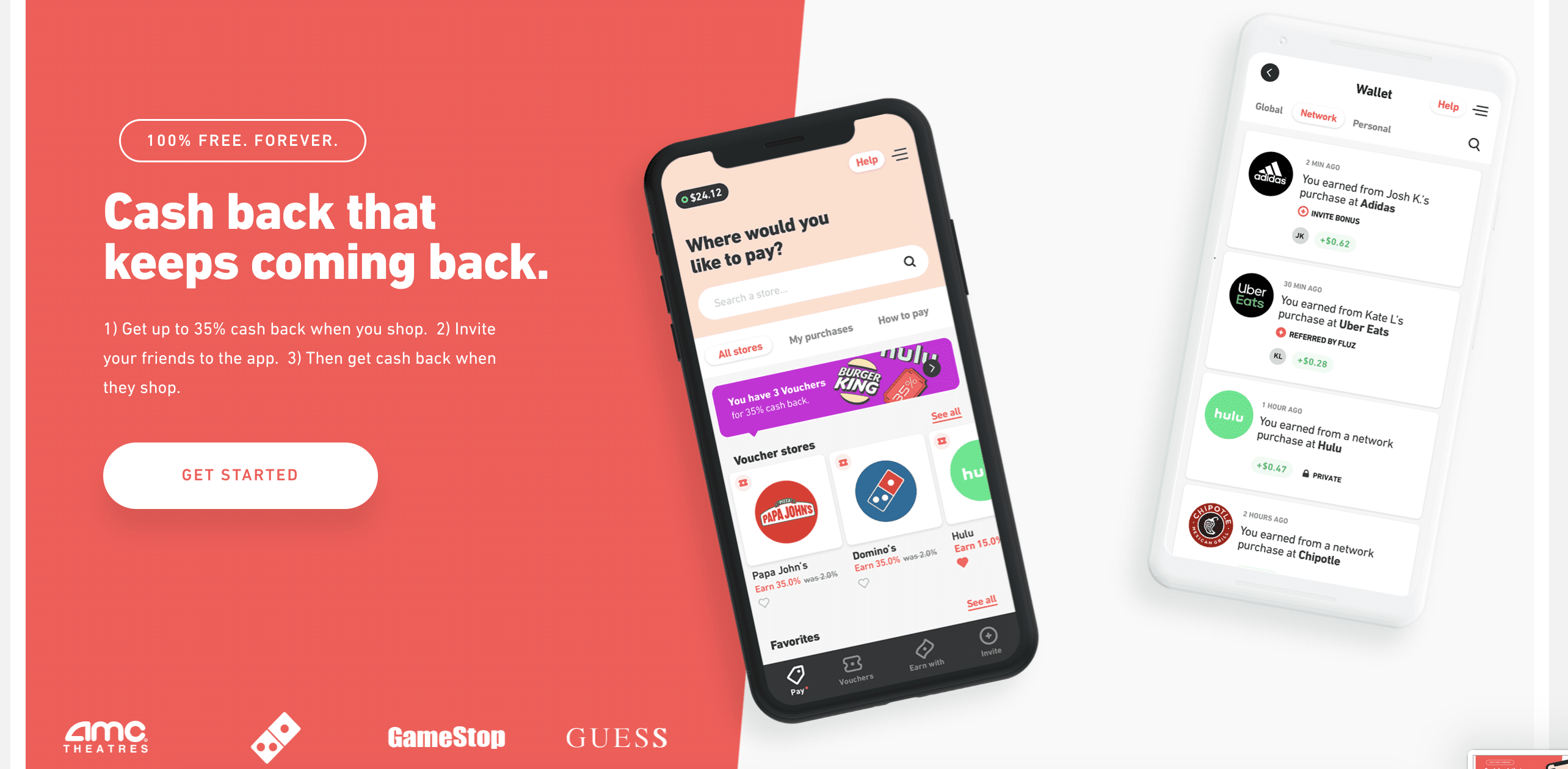 Fluz cash back app screenshot