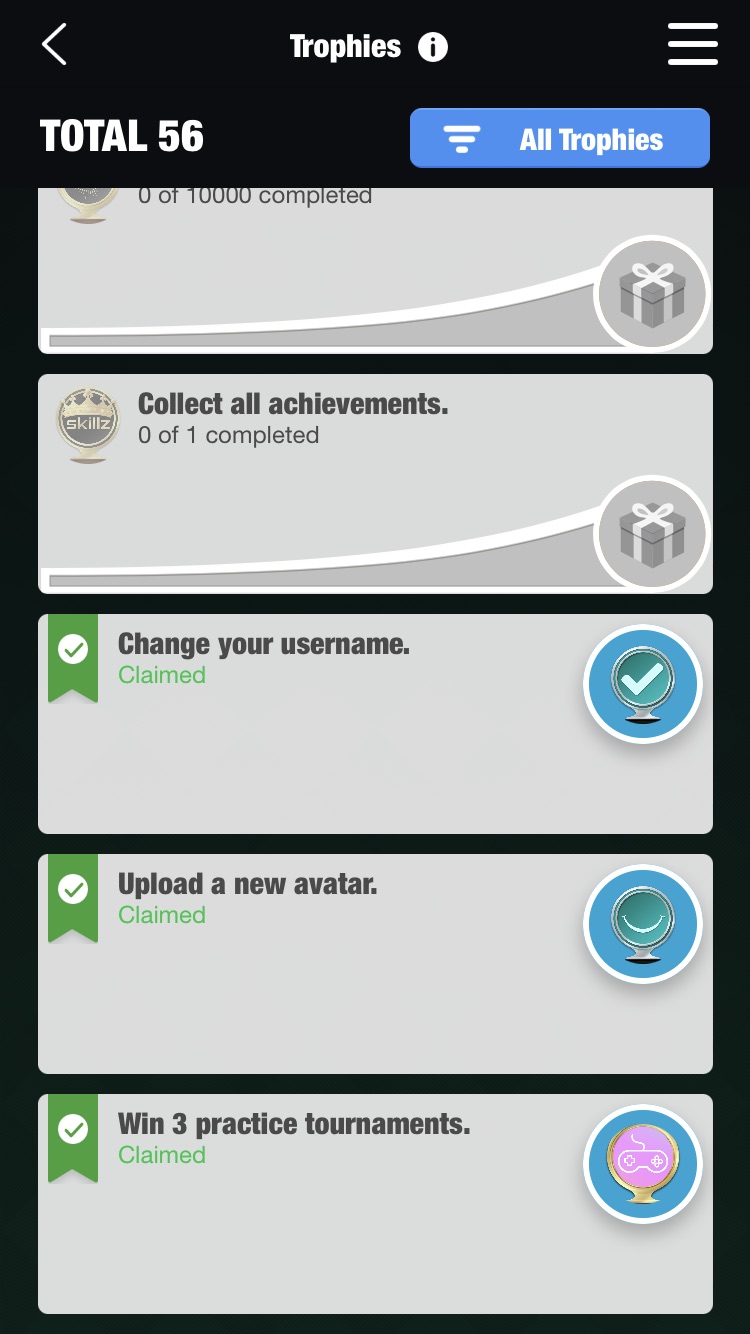 Trophies are available for completing certain actions and milestones within Solitaire Cube.