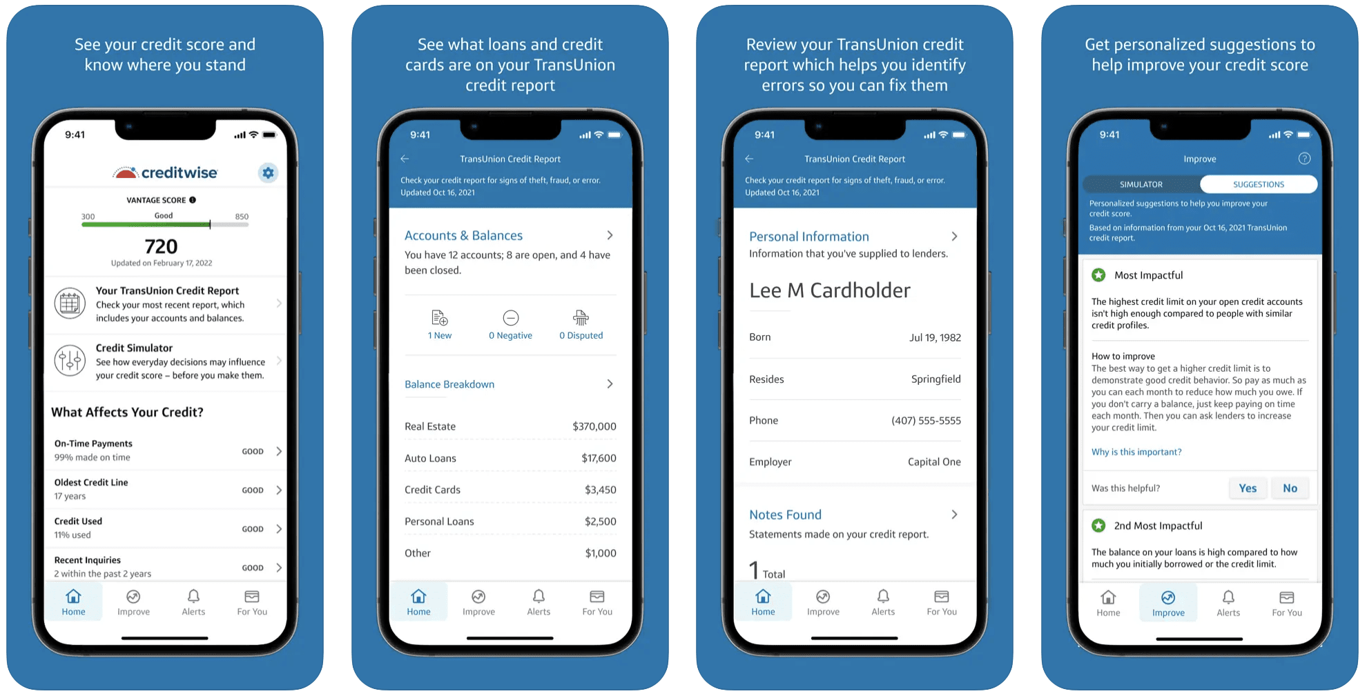 Credit Wise App Screenshots