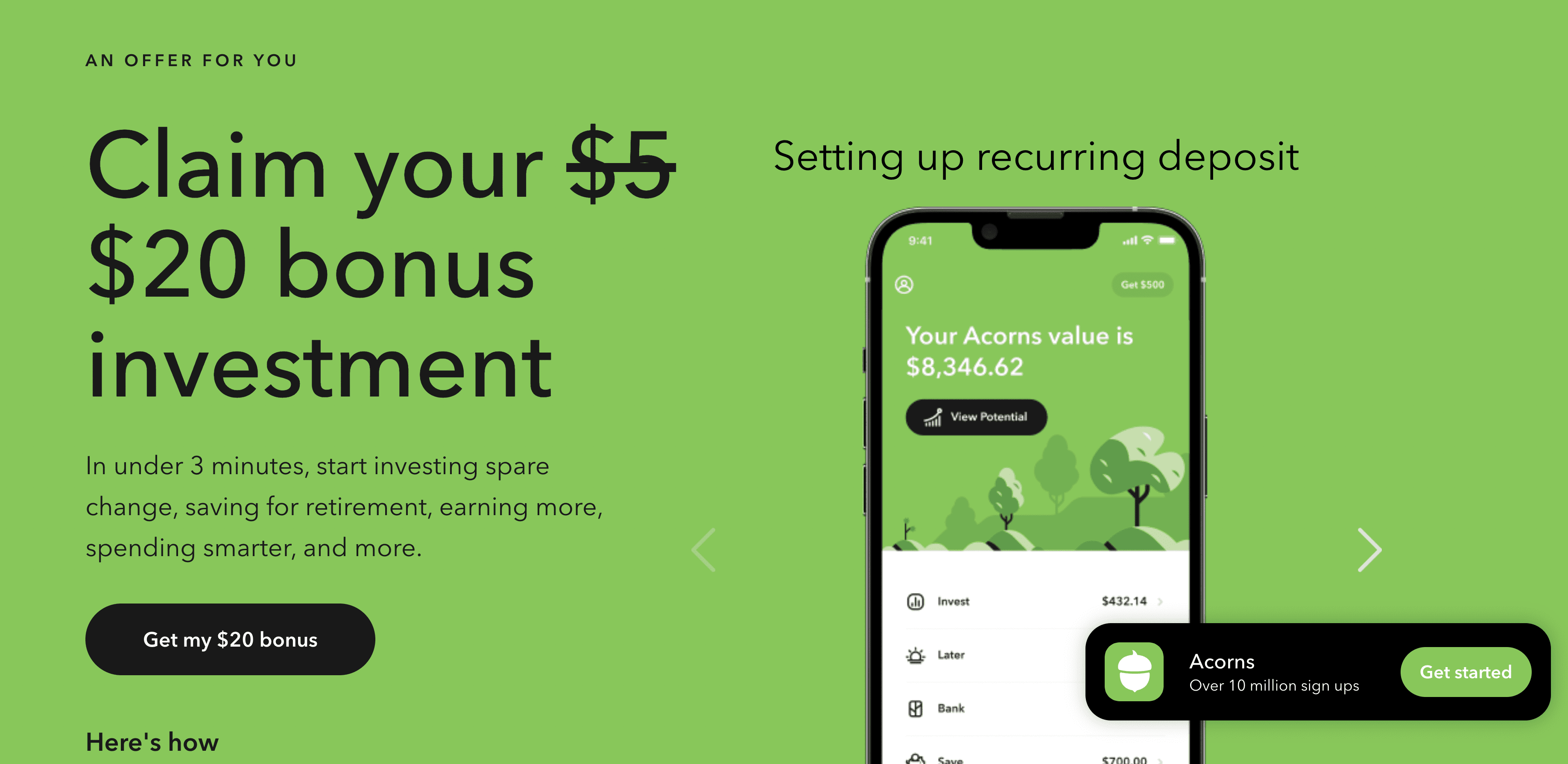 Acorns $20 referral