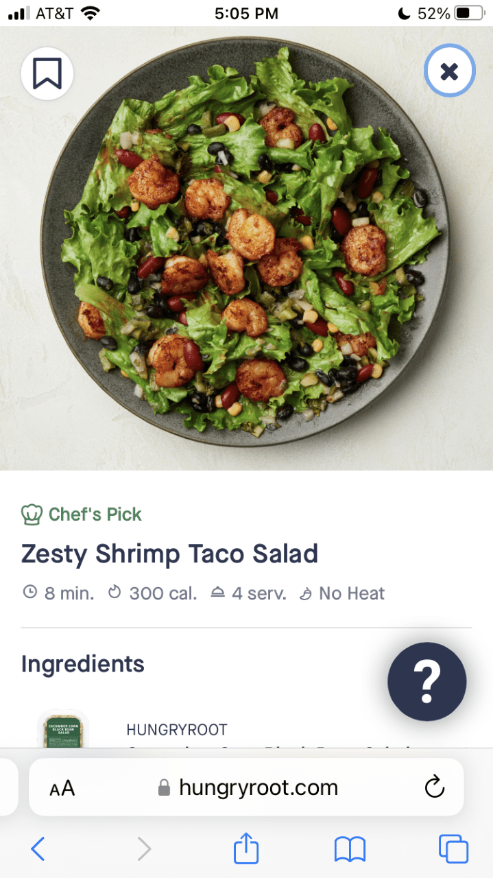Hungryroot Zesty Shrimp Taco Salad Goal