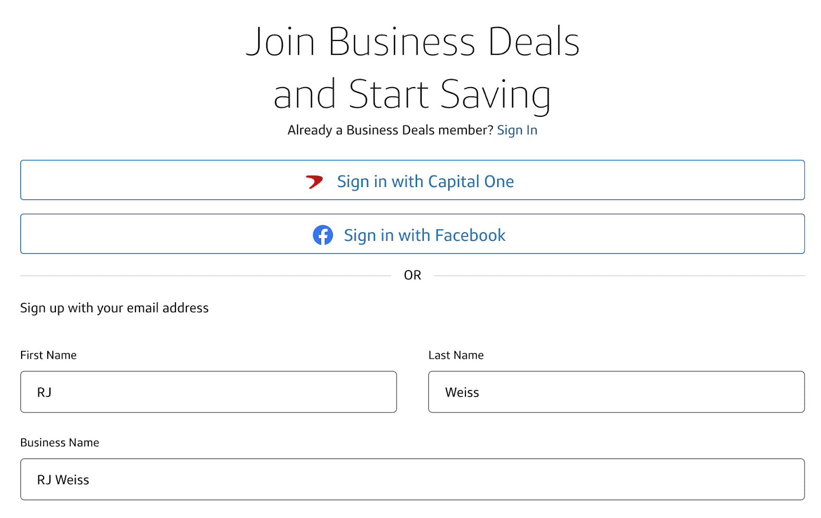 Capital One Business Deals