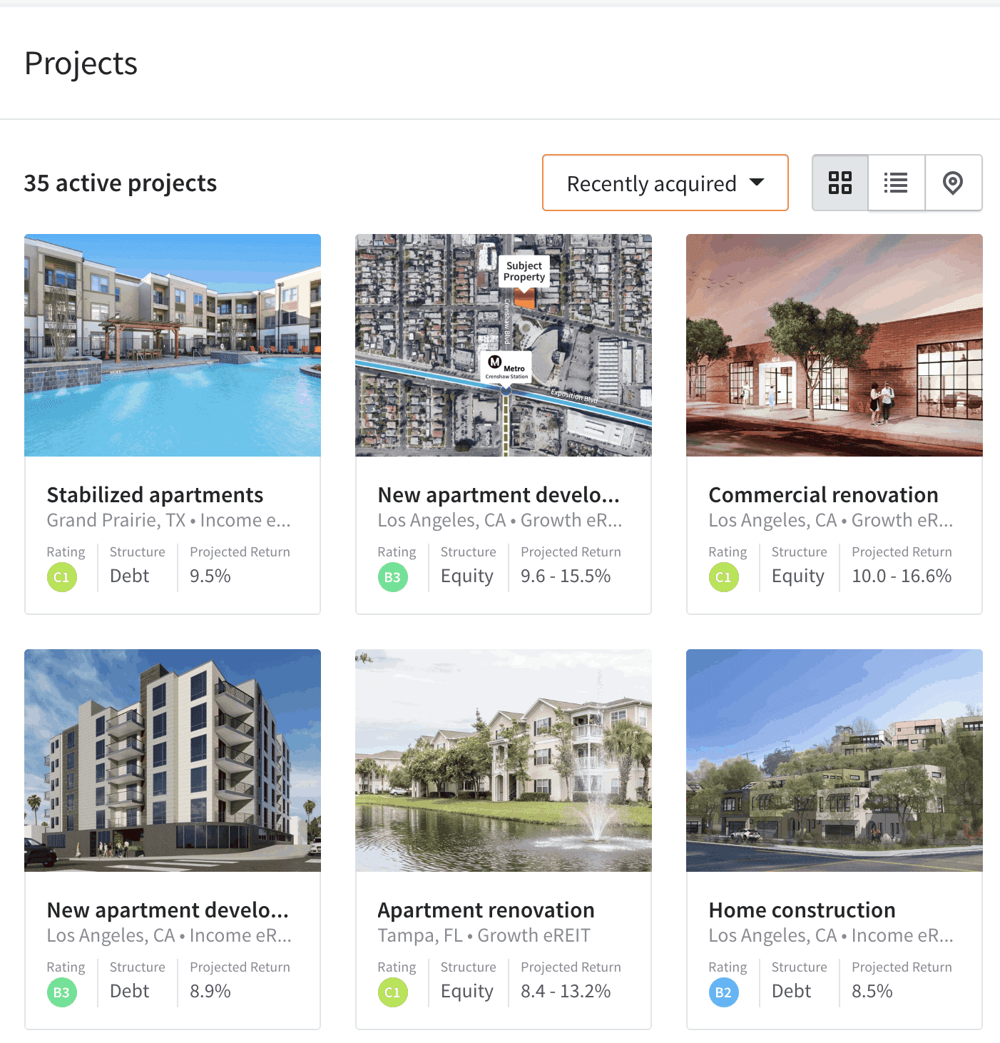 Examples of Fundrise properties.