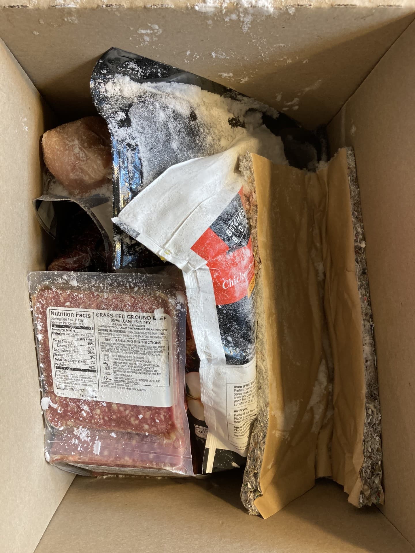 Inside of the ButcherBox box