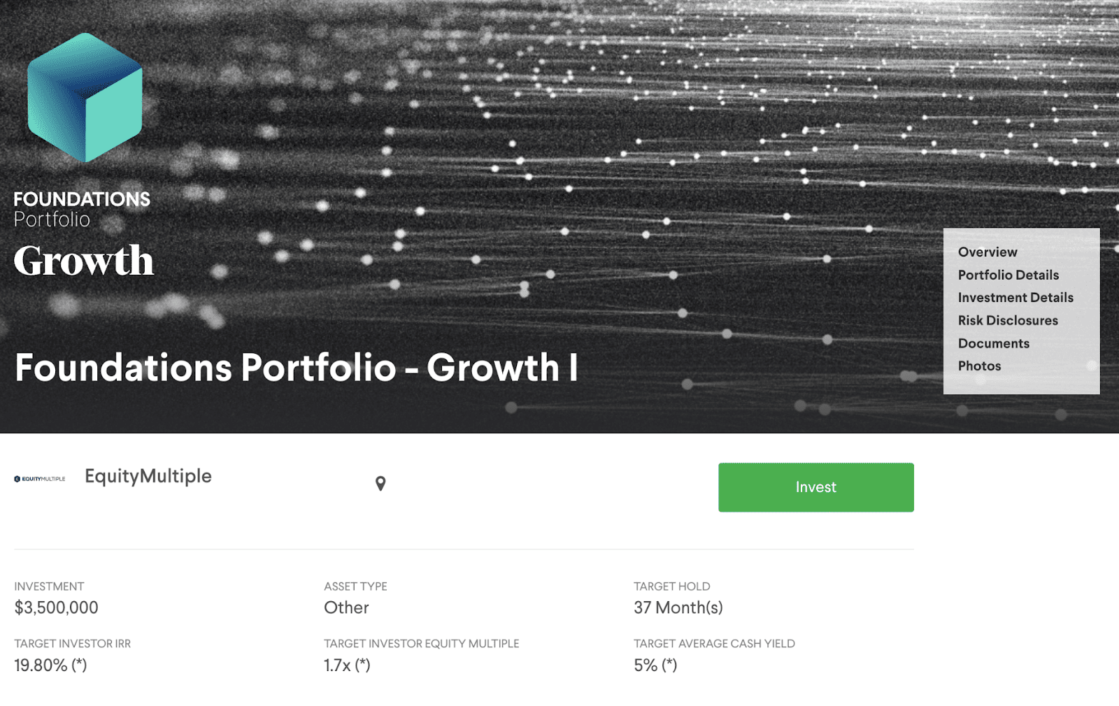 An example of a fund currently available on EquityMultiple.