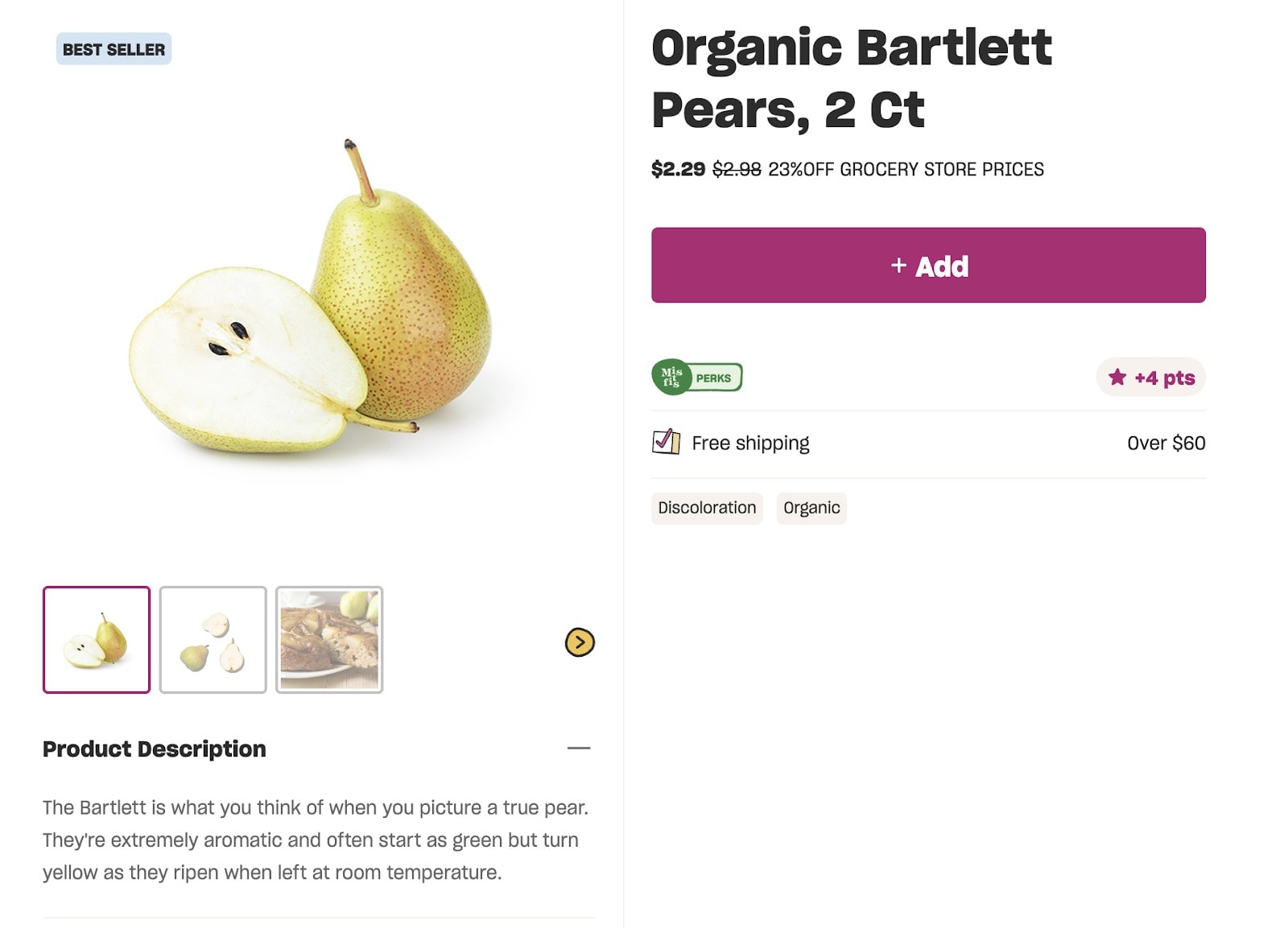 Imperfect states that the reason this item is offered is because of discoloration.