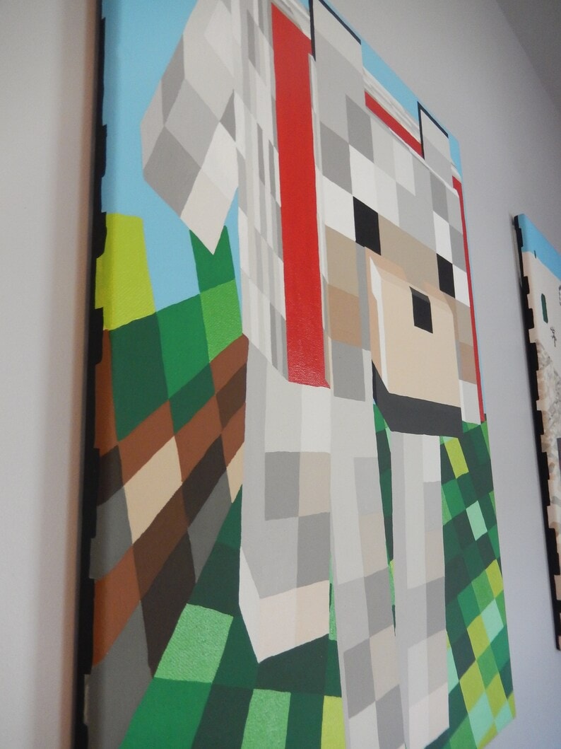 Pixelated Wolf - Original Painting