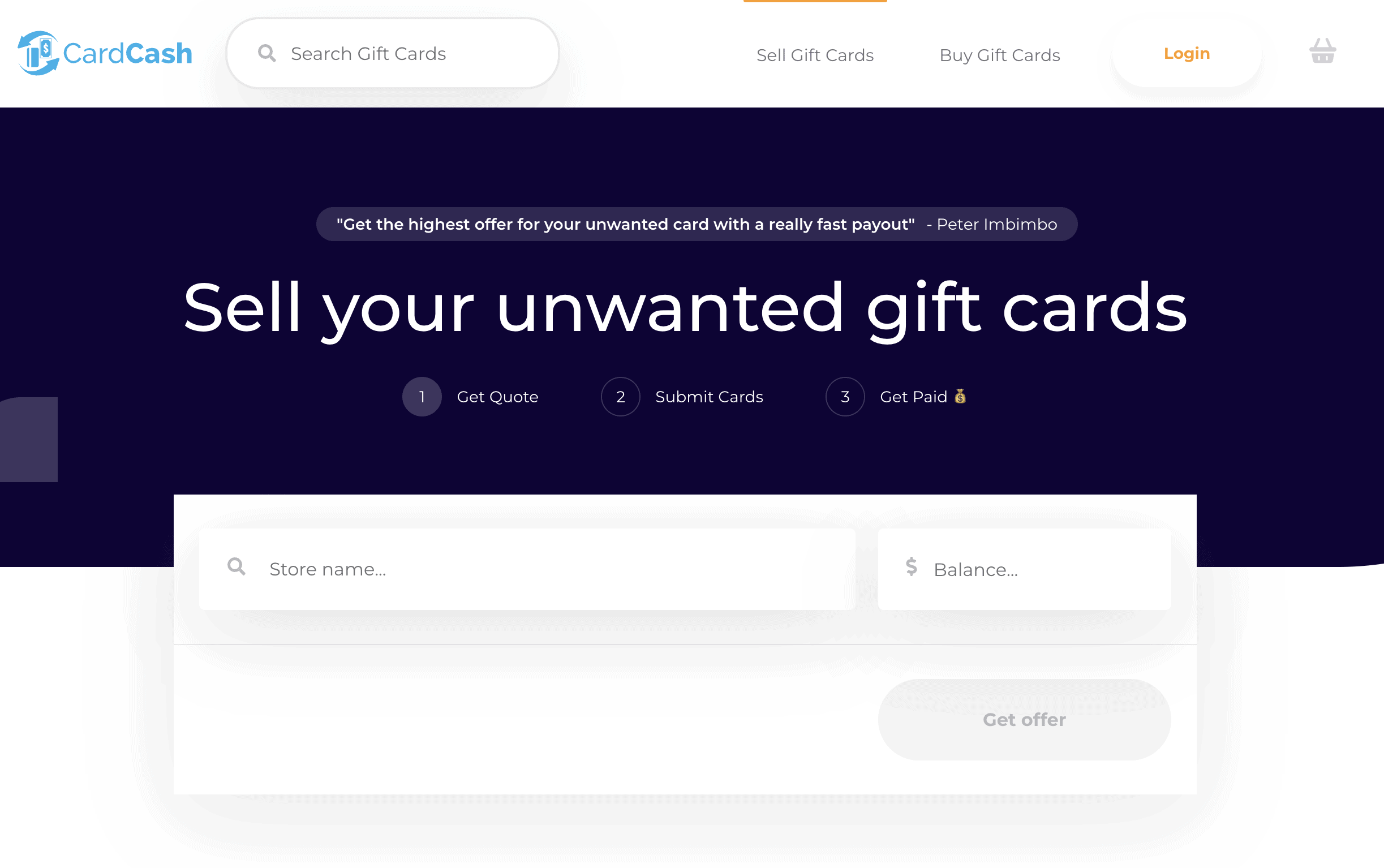 CardCash selling gift cards.