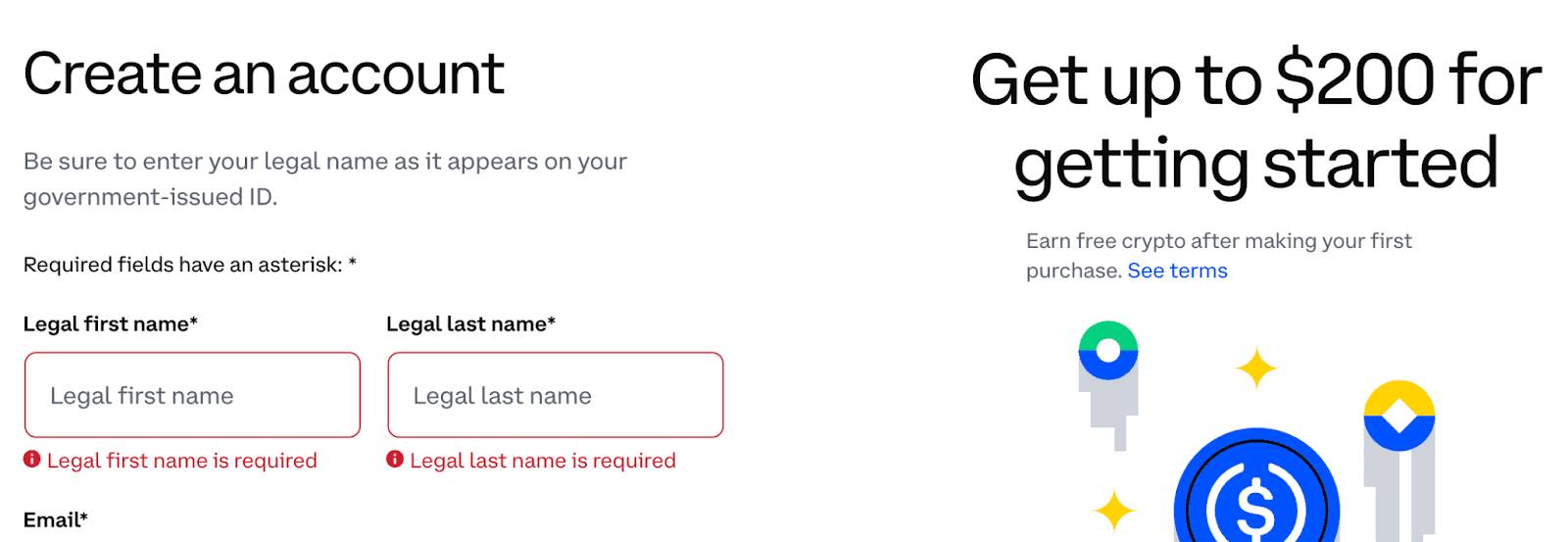 One example of a crypto sign-up bonus (from Coinbase).
