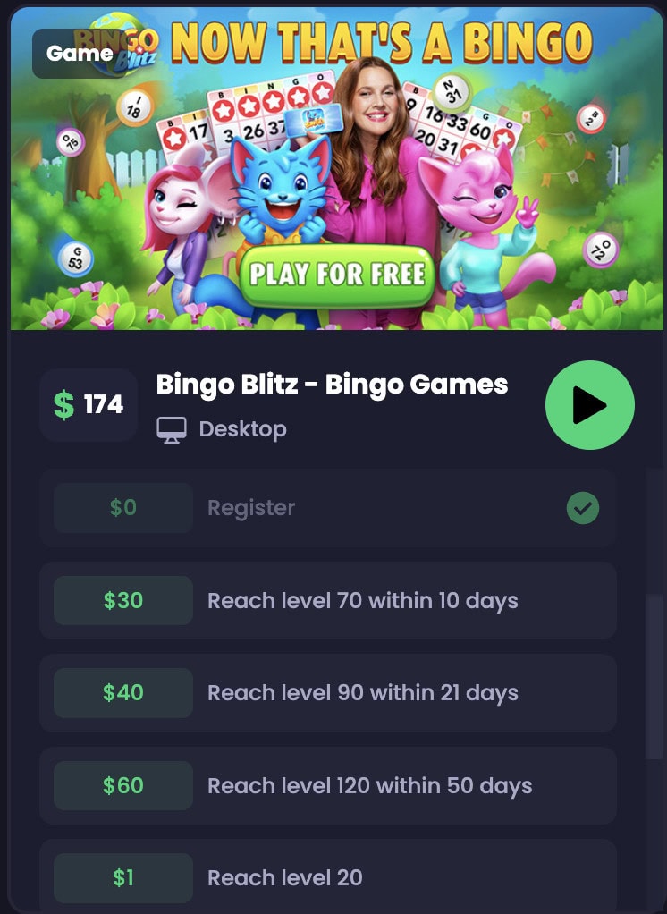 Offers only show full details after you download the game.