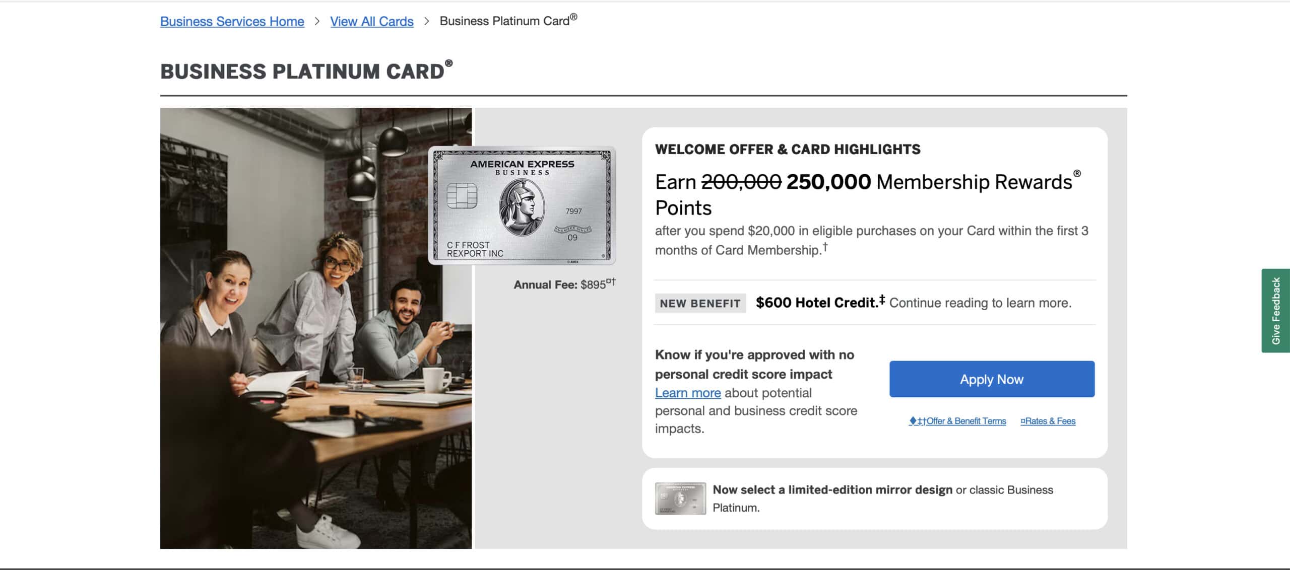 Amex 250K Refresh Welcome Offer Featured Image